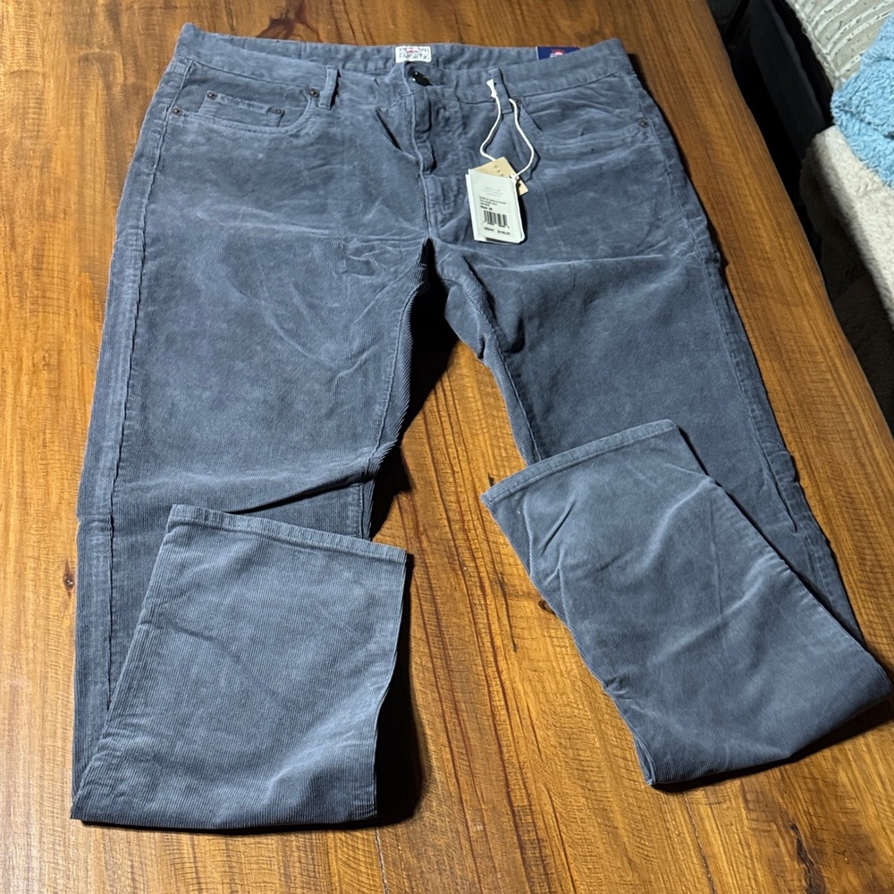 Faherty Men's Corduroy Pants in Charcoal